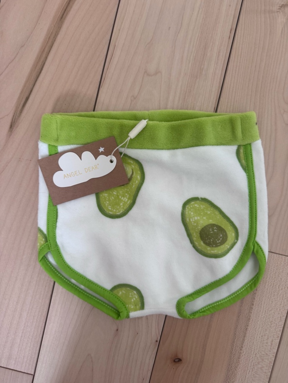 Angel Dear White and Green Avocado‎ Print Baby Shorts